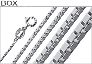 Sterling Silver Rhodium Plated Box Chains