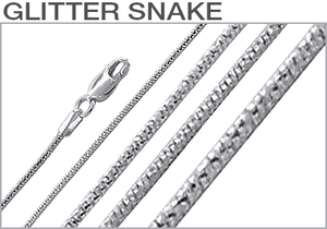 Sterling Silver Rhodium Plated Glitter Snake Chains
