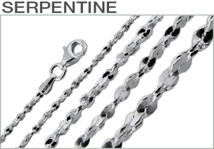 Sterling Silver Rhodium Plated Serpentine Chains