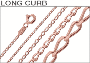 Sterling Silver Rose Gold Plated Long Curb Chains