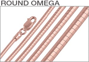 Sterling Silver Rose Gold Plated Round Omega Chains