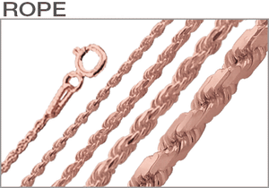 Sterling Silver Rose Gold Plated Rope Chains