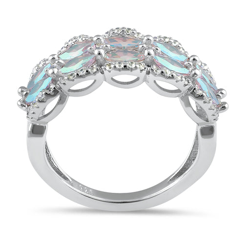 Sterling Silver Iridescent Rainbow CZ Ring