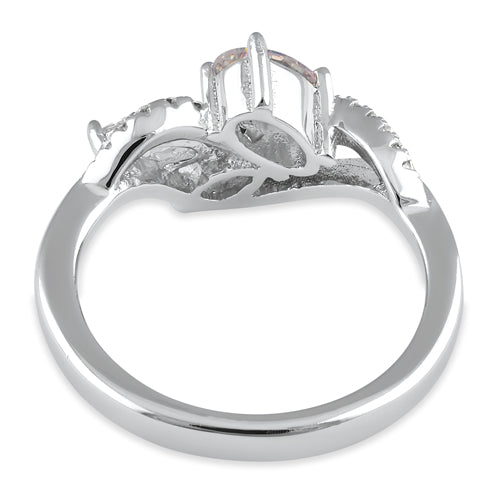 Sterling Silver Iridescent Rainbow Marquise CZ Ring
