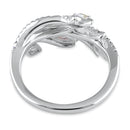 Sterling Silver Vines Iridescent Rainbow CZ Ring