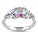 Sterling Silver Iridescent Rainbow CZ Ring