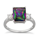 Sterling Silver Mystic Rainbow CZ Ring