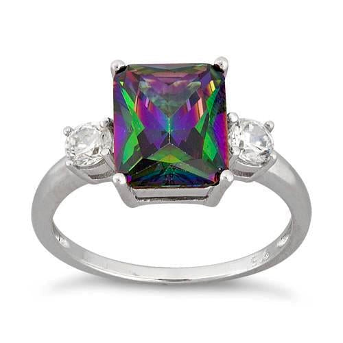 Sterling Silver Mystic Rainbow CZ Ring