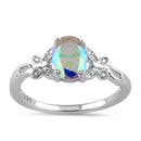 Sterling Silver Butterfly Iridescent Rainbow CZ Ring