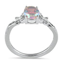 Sterling Silver Butterfly Iridescent Rainbow CZ Ring