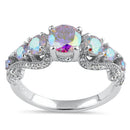 Sterling Silver Iridescent Rainbow CZ Ring