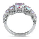 Sterling Silver Iridescent Rainbow CZ Ring