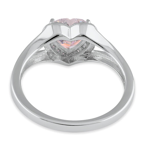 Sterling Silver Heart Iridescent Rainbow CZ Ring