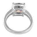 Sterling Silver Cushion-Cut Iridescent Rainbow CZ Ring