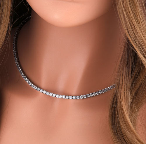 Sterling Silver 3mm Cubic Zirconia Tennis Necklace