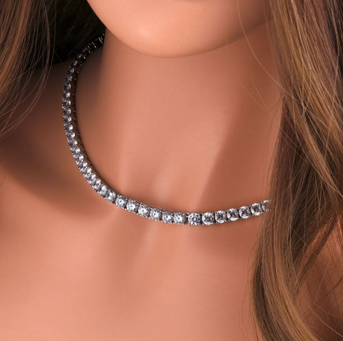 Sterling Silver 5mm Cubic Zirconia Tennis Necklace