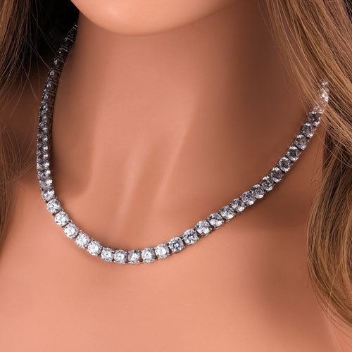 Sterling Silver 6mm Cubic Zirconia Tennis Necklace