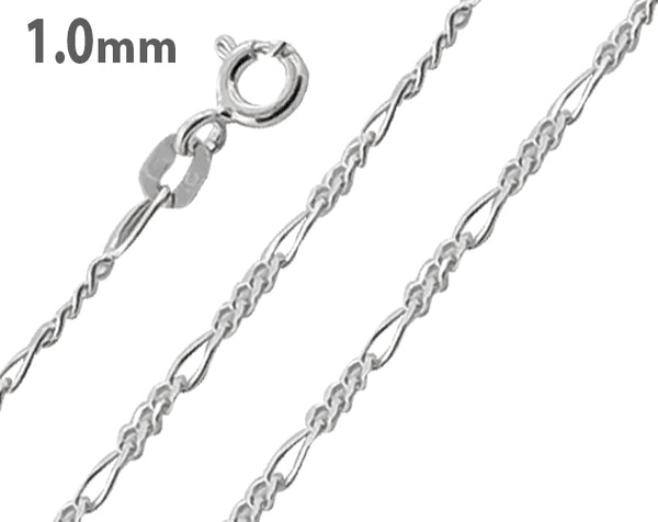 Sterling Silver Figaro Chain 1.0mm