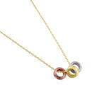 Solid 14K Gold Triple Tone Faceted Bead Necklace