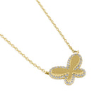 Solid 14K Gold Butterfly CZ Necklace