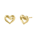 Solid 14K Gold Ribbon Heart Earrings