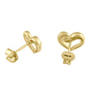 Solid 14K Gold Ribbon Heart Earrings