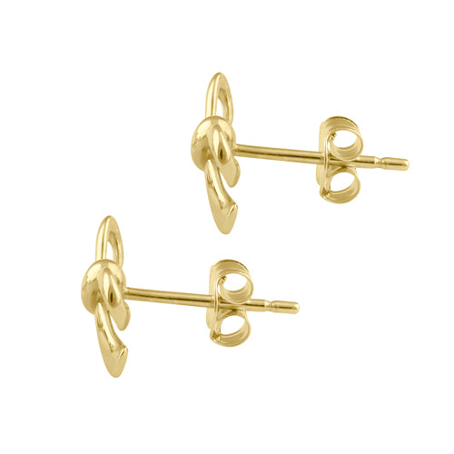 Solid 14K Gold Trendy Bow Earrings