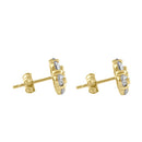 Solid 14K Gold CZ Cluster Stud Earrings