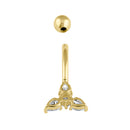 Solid 14K Gold CZ Star Belly Button Ring