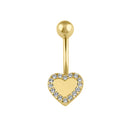 Solid 14K Gold Heart Halo CZ Belly Button Ring