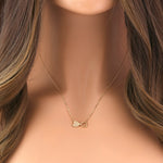 Solid 14K Yellow Gold Double Heart Diamond Necklace