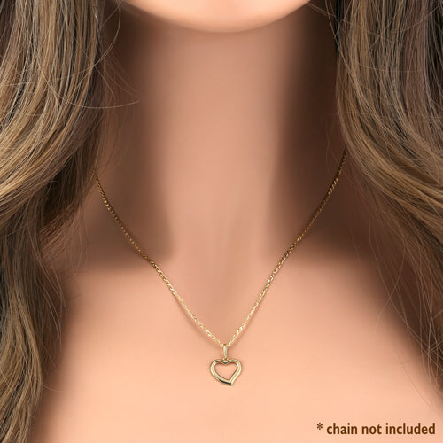Solid 14K Yellow Gold Simple Heart Pendant