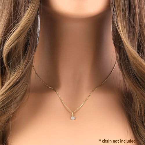 Solid 14K Yellow Gold Small Flower Cluster CZ Pendant