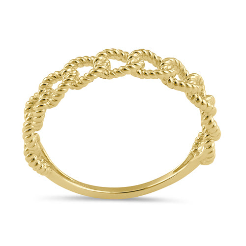 Solid 14K Gold Rope Curb Chain Ring
