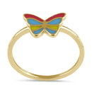 Solid 14K Gold Colorful Butterfly Ring