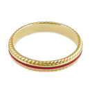 Solid 14K Gold Pink Enamel Rope Band Ring