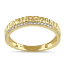 Solid 14K Gold Hammered Engagement CZ Ring