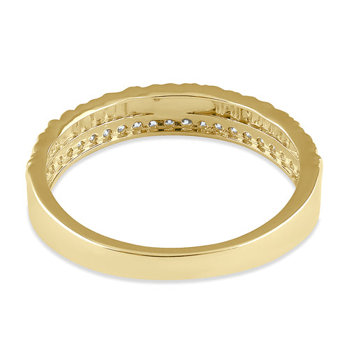 Solid 14K Gold Hammered Engagement CZ Ring