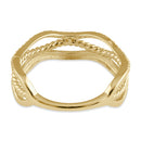 Solid 14K Gold 3 in 1 CZ Stackable Wave Ring