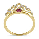 Solid 14K Gold Ruby and Clear CZ Crown Ring