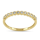 Solid 14K Gold Scalloped Thin CZ Ring