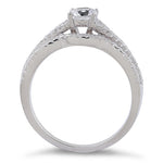 Sterling Silver Round Engagement Set Clear CZ Ring