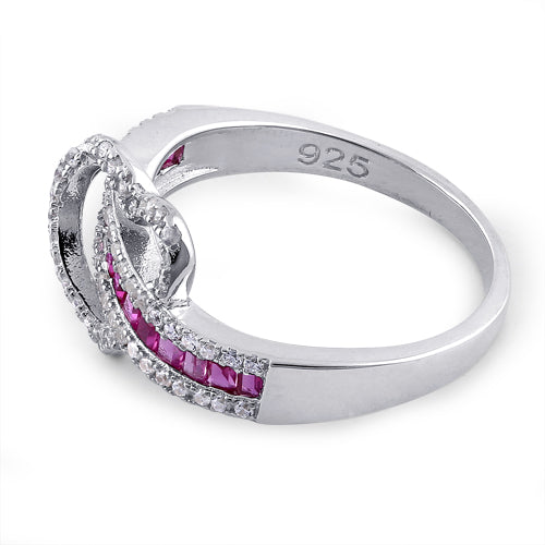 Sterling Silver Exotic Heart Ruby CZ Ring
