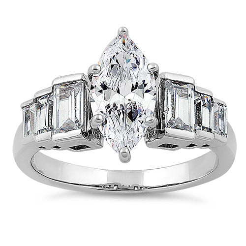 Sterling Silver Marquise CZ Engagement Ring