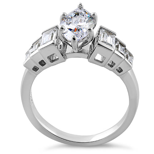 Sterling Silver Marquise CZ Engagement Ring