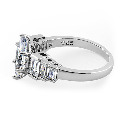 Sterling Silver Marquise CZ Engagement Ring