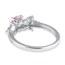 Sterling Silver Flower Leaves Pink and Lavender CZ Ring