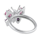 Sterling Silver Large Pink and Purple CZ Butterfly Ring