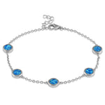 Sterling Silver Adjustable Blue Lab Opal Station Bracelet
