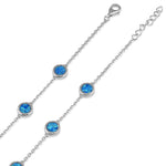 Sterling Silver Adjustable Blue Lab Opal Station Bracelet